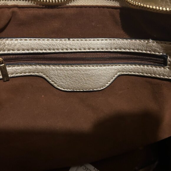 BRAND NEW W/Tags- Stylish Metallic Gold Rhinestone Studded Large Tote Bag - Picture 4 of 8